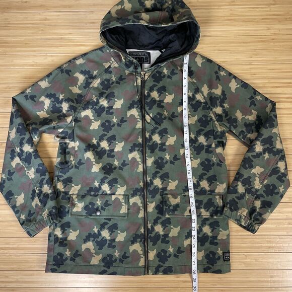 Converse Mens Camo Jacket Military Style Full Front Zip Hooded Size M Pockets - Picture 10 of 12